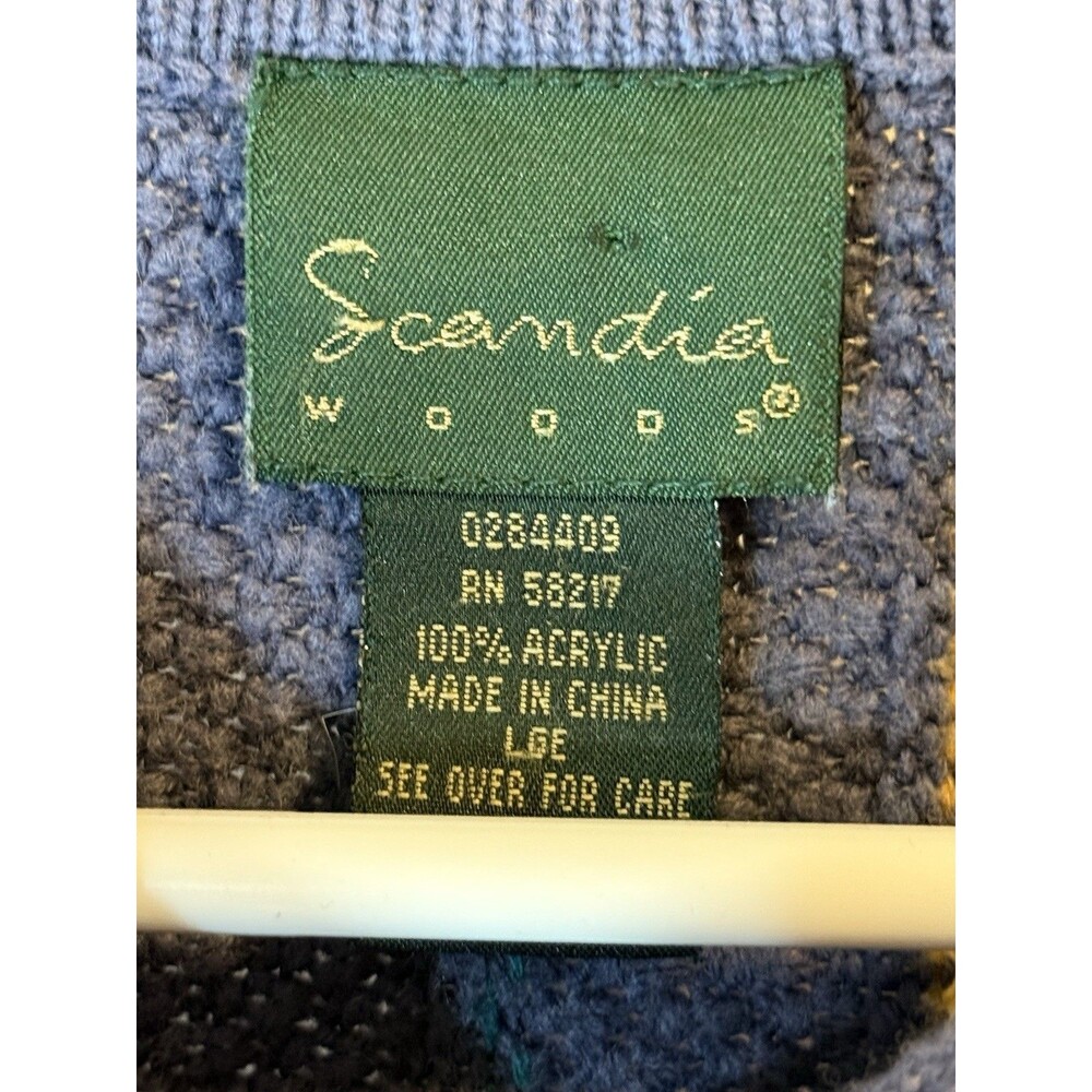 Scandia Woods Men’s Sweater Large Blue Long Sleeve Stripes - Picture 2 of 4